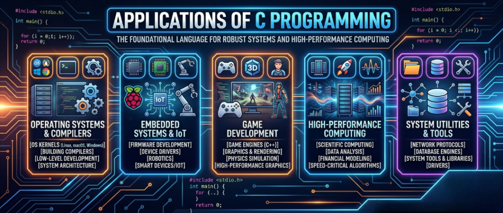 APPLICATION & USES OF C PROGRAMMING LANGUAGE