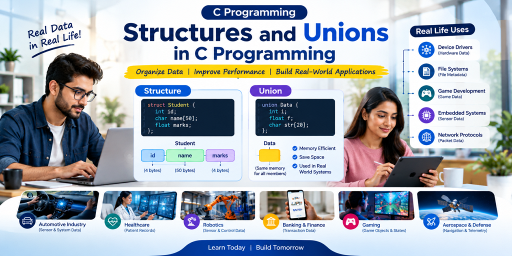 What is Structures and Unions in C Programming: Syntax, Uses and Complete Guide with Examples