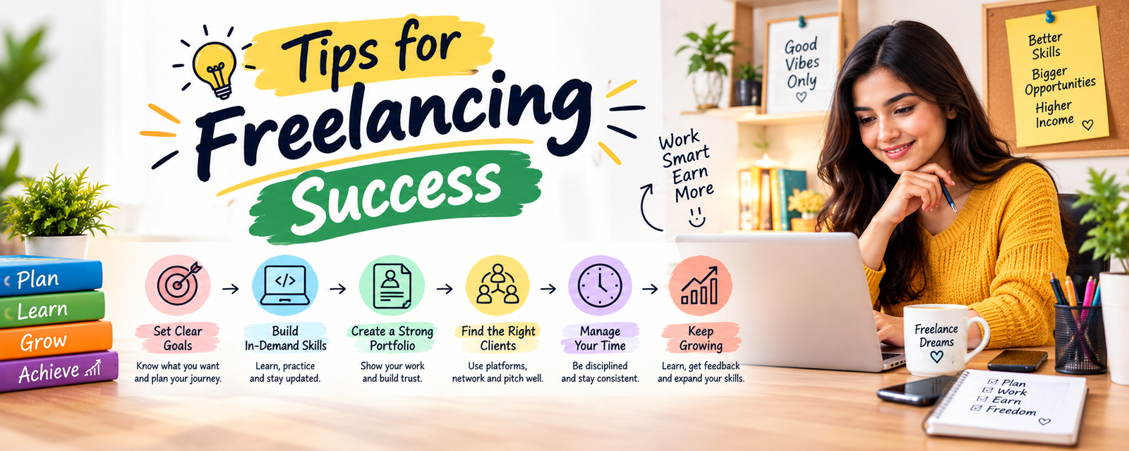 Freelancing Success Tips for Beginners और Online Earning Guide
Freelancing में सफल होने के लिए जरूरी Tips और Skills
Freelancing Success Tips, Skills और Online Work Guide
Beginners के लिए Freelancing Success और Online Earning Tips
